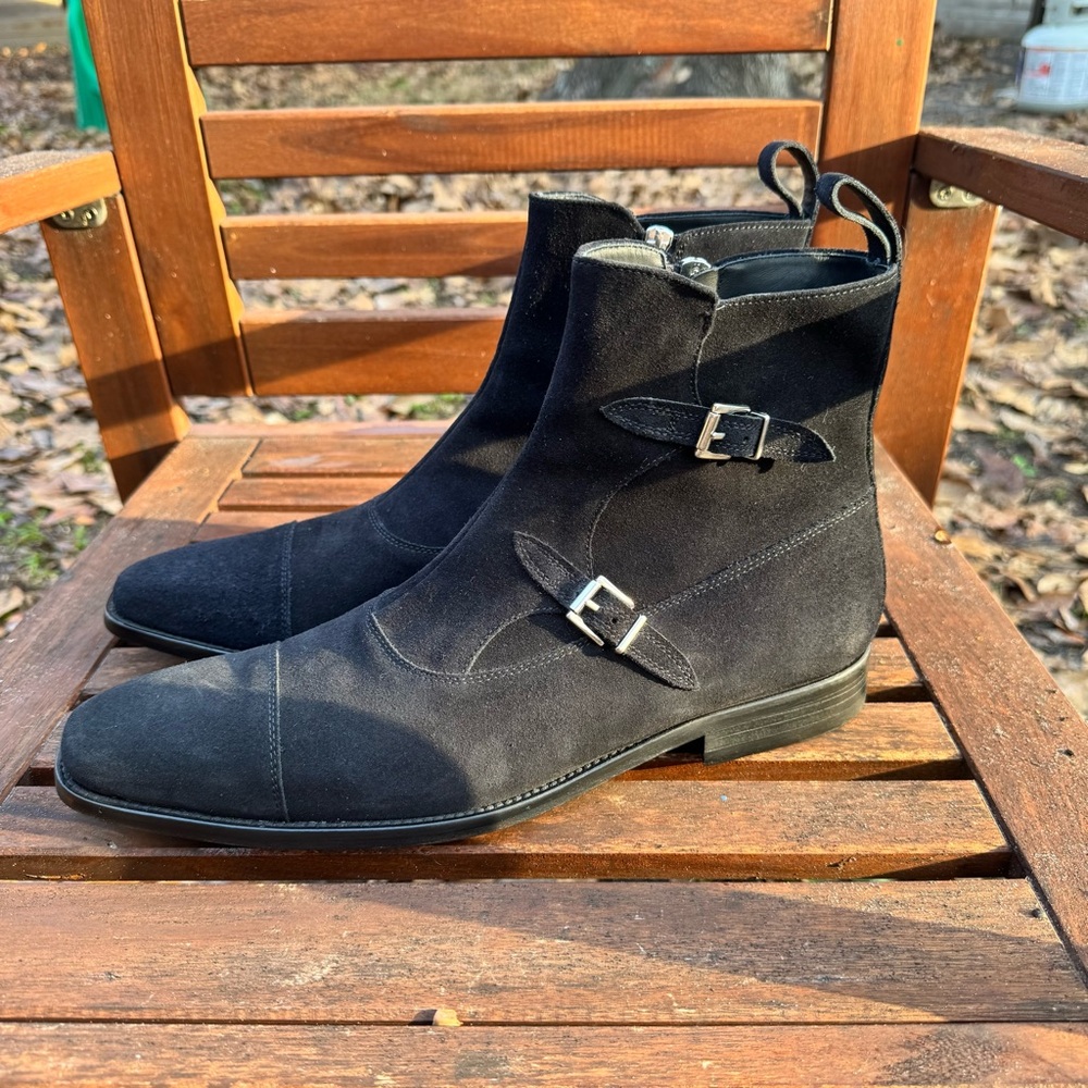 Lucent Los Angeles Hollywood Noir Zip Black Suede Leather Boot size 46/13